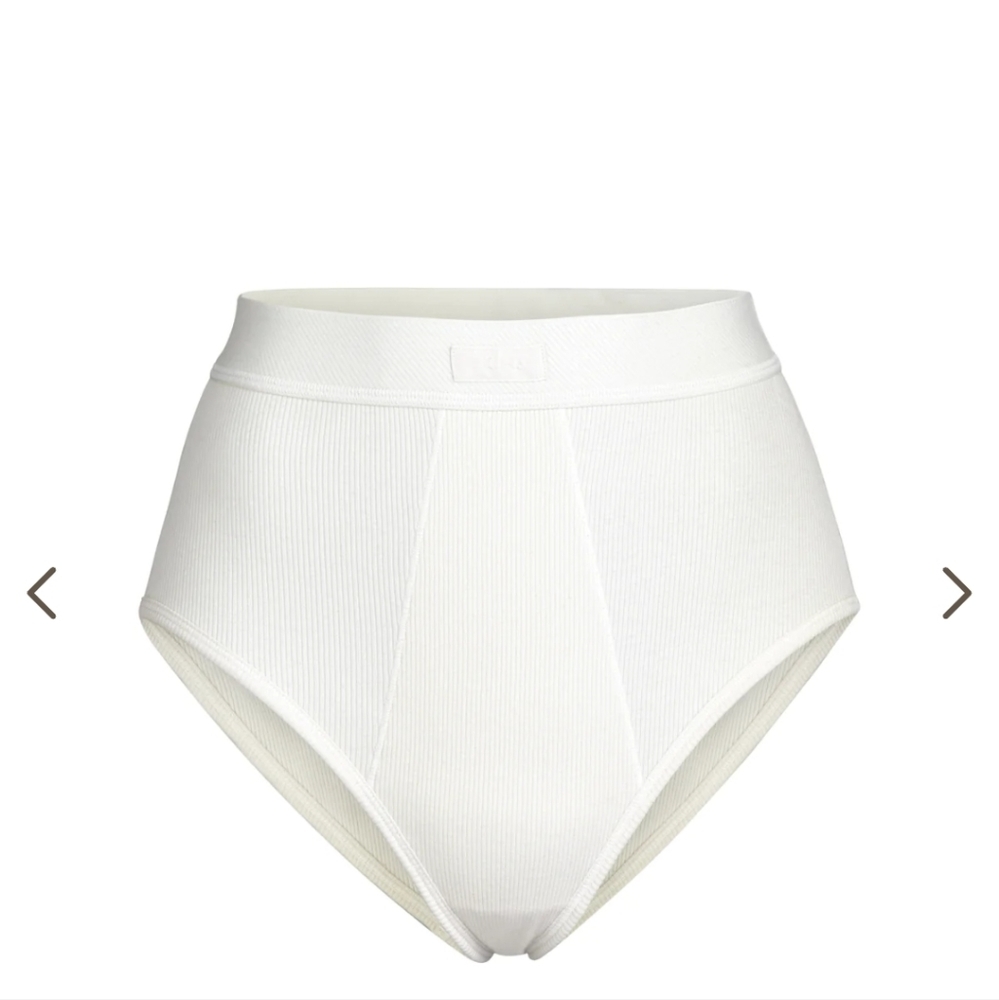 SKIMs NWT HIGH-WAISTED BRIEF cotton Rib size XXS in bone - Picture 2 of 3